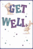 Brimming with playful optimism and genuine care, this get well card seems to leap with the joyful spirit of Brixton itself. With its large, friendly lettering painted in vivid indigo and teal, the words 'Get Well' vault across a soft cream background, drawing the eye and lifting the heart. Two delightful characters-a teddy bear with irresistibly soft-looking fur and a floppy-eared pup bursting with loyalty-each balance and hold the letters as if part of a team wishing for speedy recovery. Shimmering blue and purple stars are scattered throughout, evoking the twinkle of Brixton's evening lights and symbolising the little sparks of hope that brighten any difficult moment. The gentle contrast of colours adds vibrancy, while the textured illustration offers a sense of tactile warmth, like the embrace of a freshly delivered bouquet from a trusted local florist. There's an infectious lightness here, a sincere charm ideally matched to the caring delivery of get well wishes anywhere in Brixton-from Loughborough Junction to Brockwell Park. This card extends more than just words; it's an emotional tonic, comforting and hopeful, crafted with the thoughtful attention found in every Brixton bouquet.